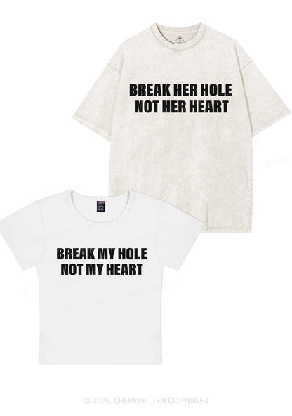 Break Hole Not Heart Y2K Valentine's Day Couple Shirt Cherrykitten