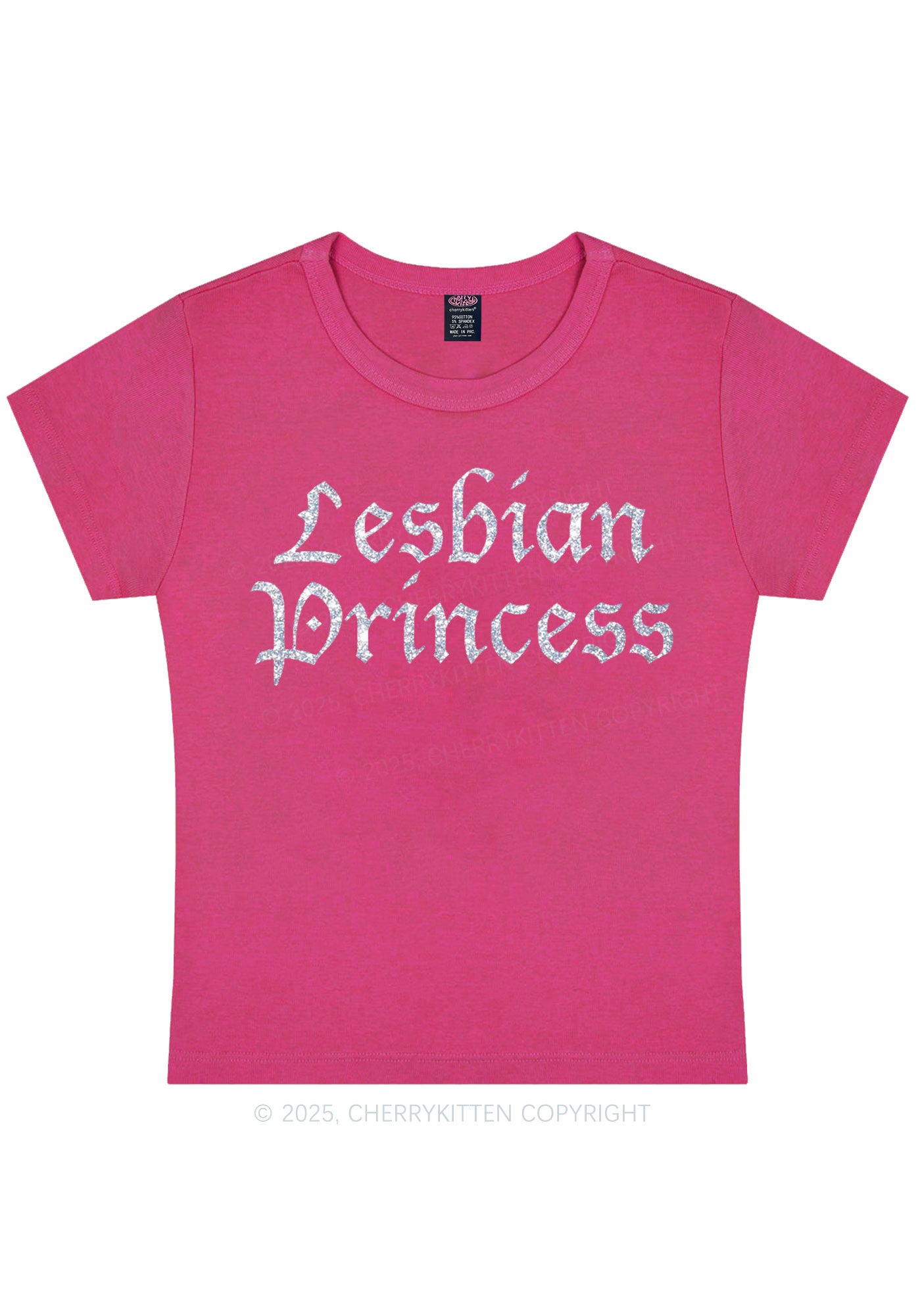 Glitter Lesbian Princess Y2K Baby Tee Cherrykitten
