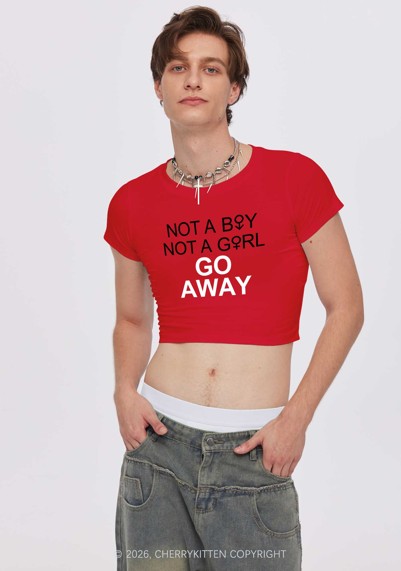 Go Away Pride Y2K Baby Tee Cherrykitten