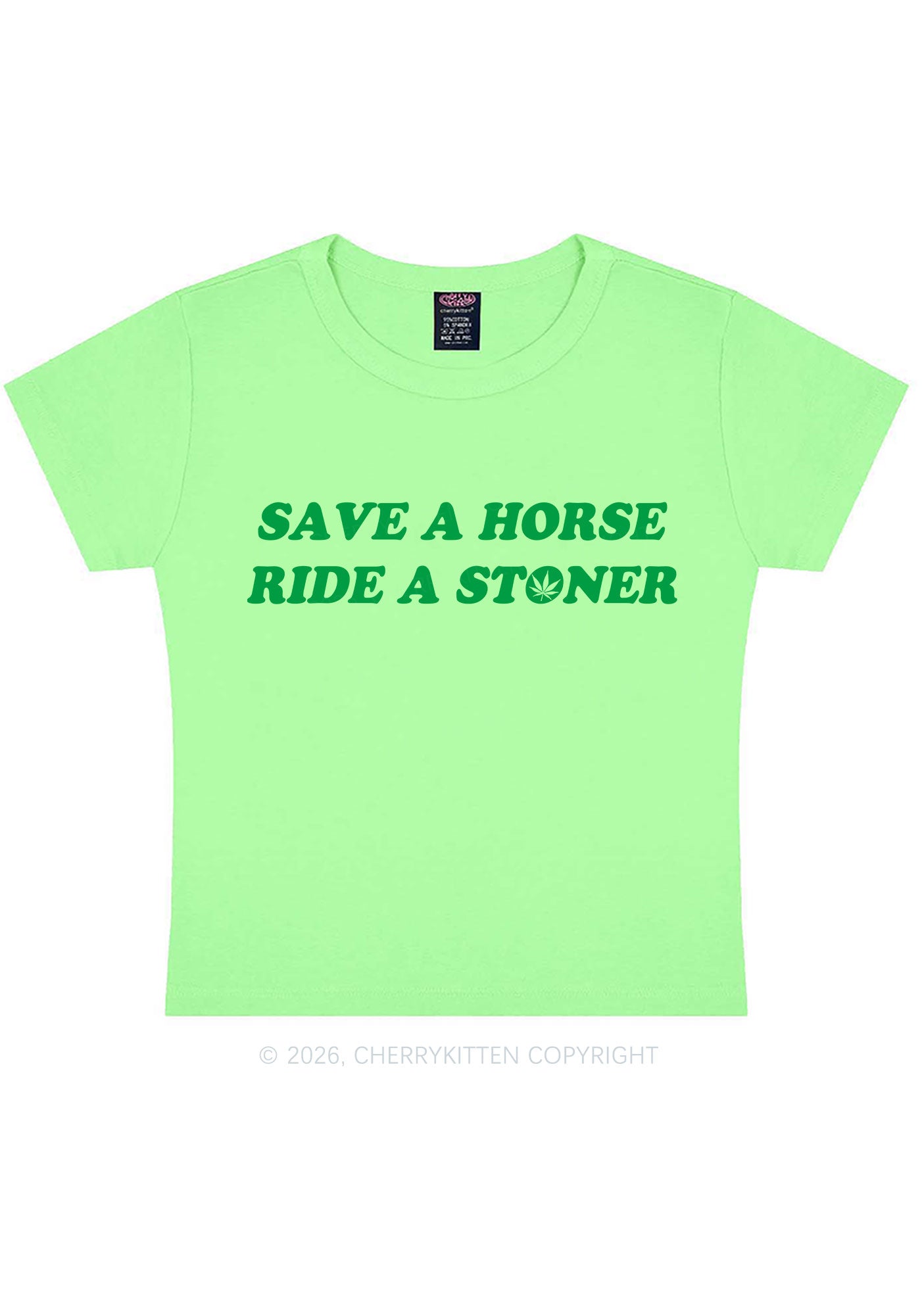 Save Horse Ride Stoner Y2K Baby Tee Cherrykitten