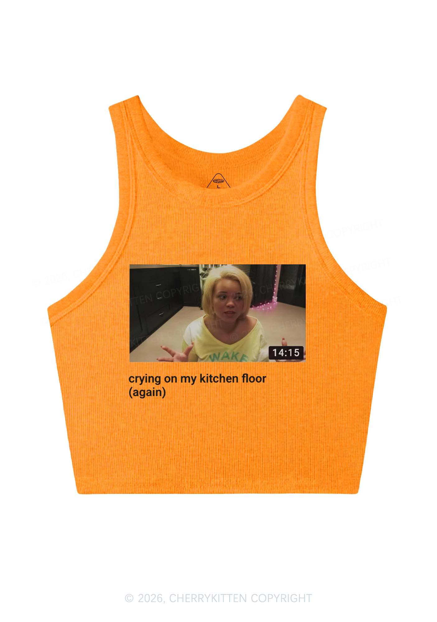 Crying On Kitchen Floor Y2K Crop Tank Top Cherrykitten