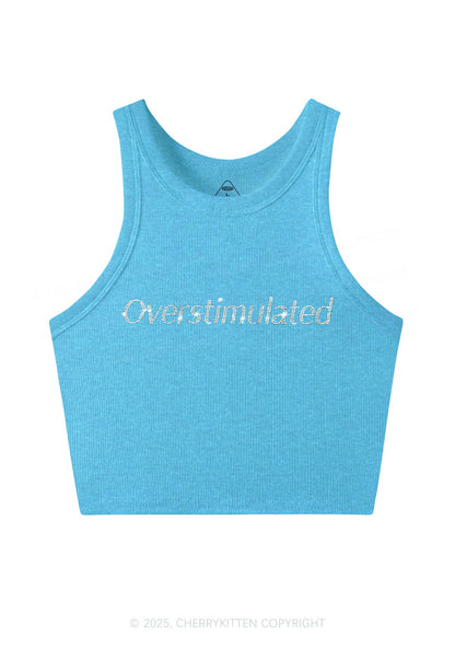 Rhinestone Overstimulated Y2K Crop Tank Top Cherrykitten
