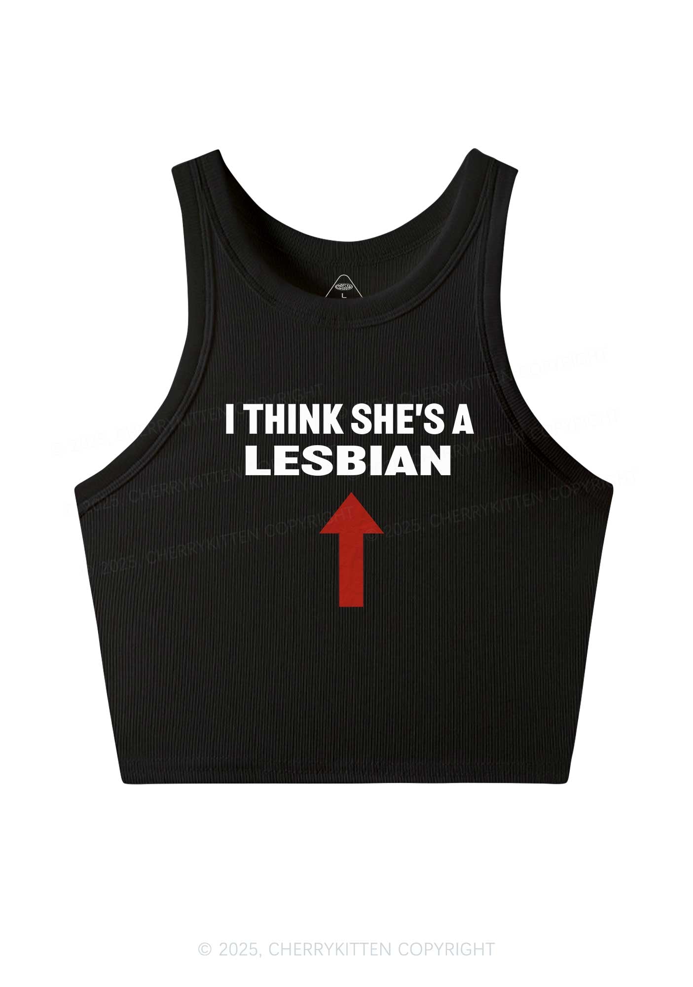 I Think She's A Lesbian Y2K Crop Tank Top Cherrykitten