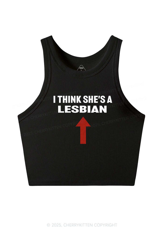 I Think She's A Lesbian Y2K Crop Tank Top Cherrykitten