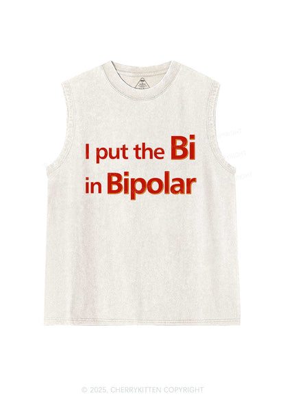 Bi In Bipolar Y2K Washed Muscle Tank Cherrykitten