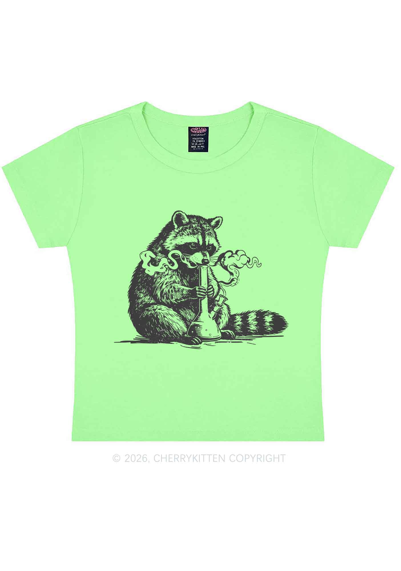 Stoned Raccoon Y2K Baby Tee Cherrykitten