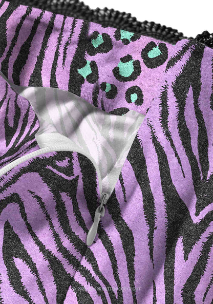 Lavender Zebra Y2K Print Midi Skirt Cherrykitten