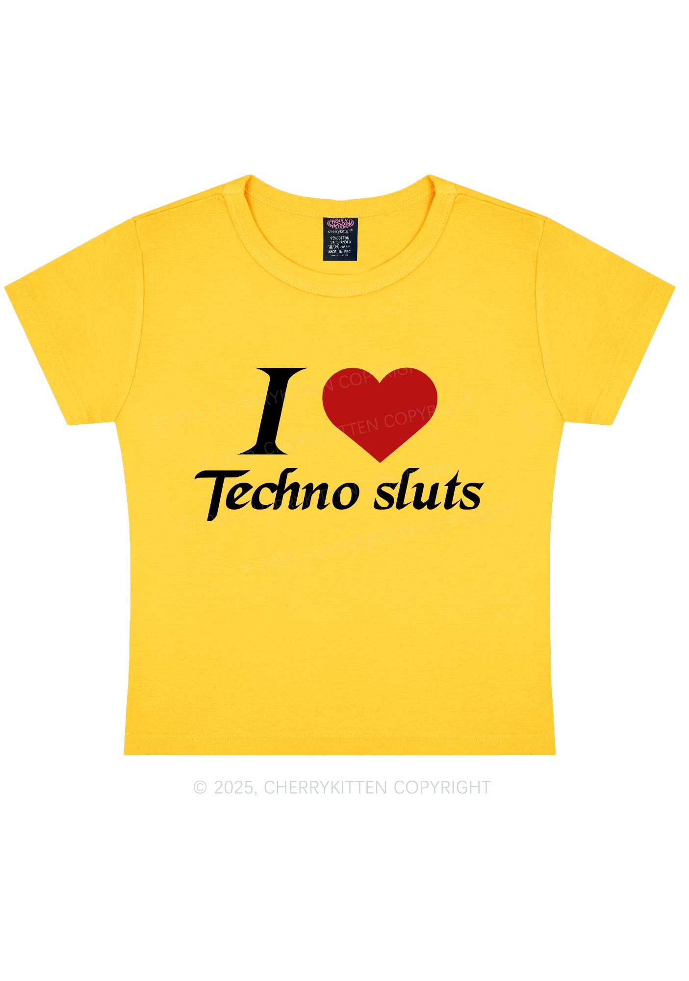 I Love Techno Slxts Y2K Baby Tee Cherrykitten