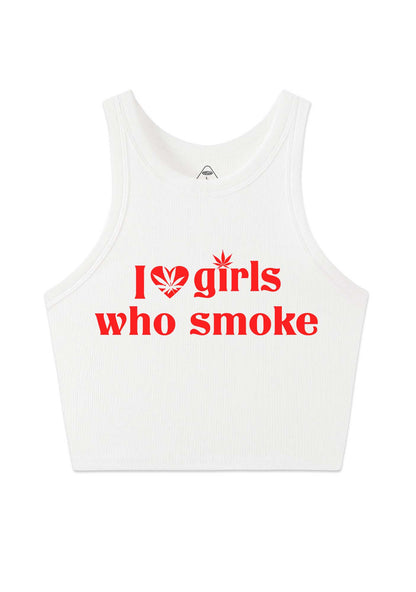 I Love Girls Who Smoke Y2K Crop Tank Top Cherrykitten