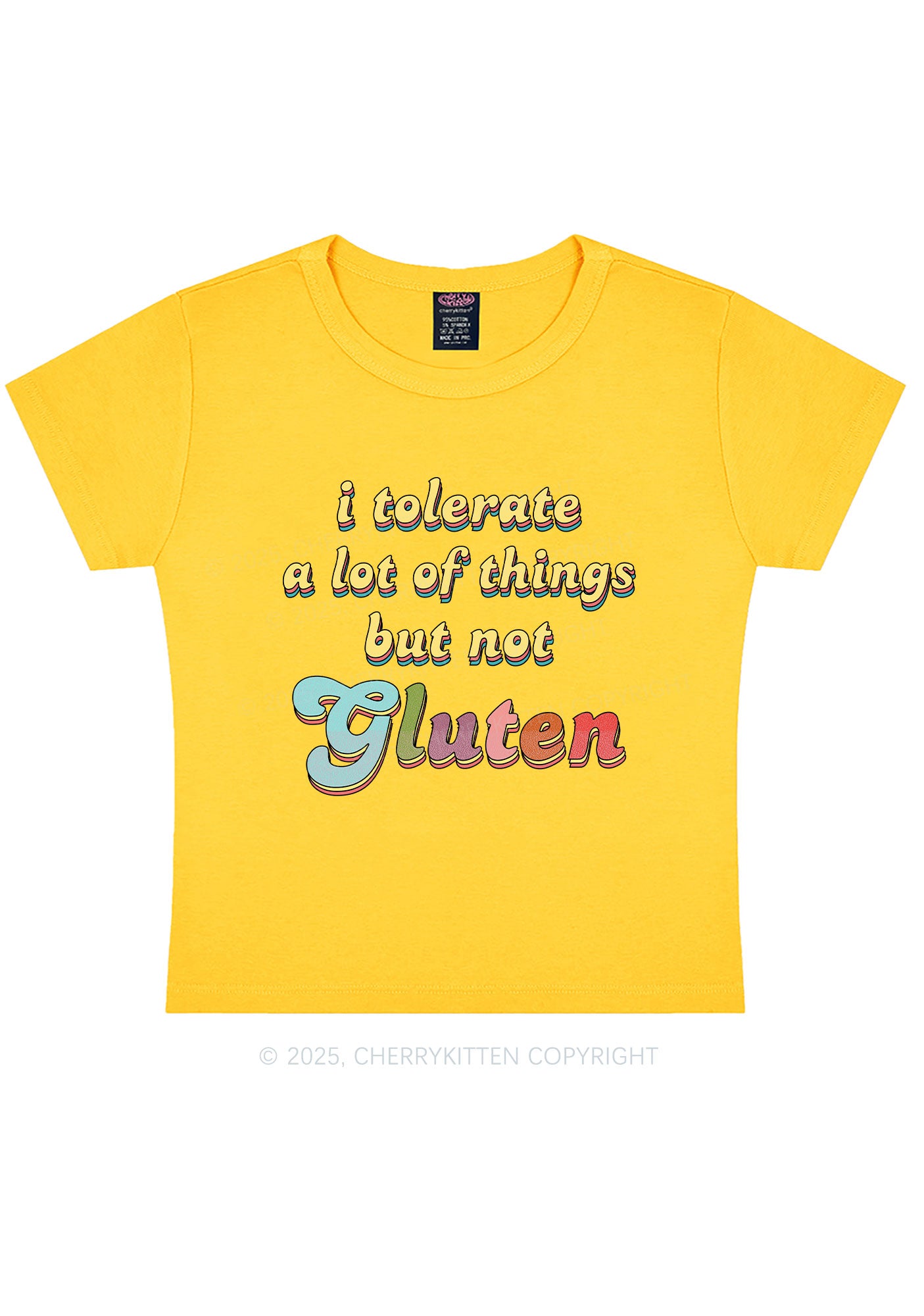 Tolerate Gluten Y2K Baby Tee Cherrykitten