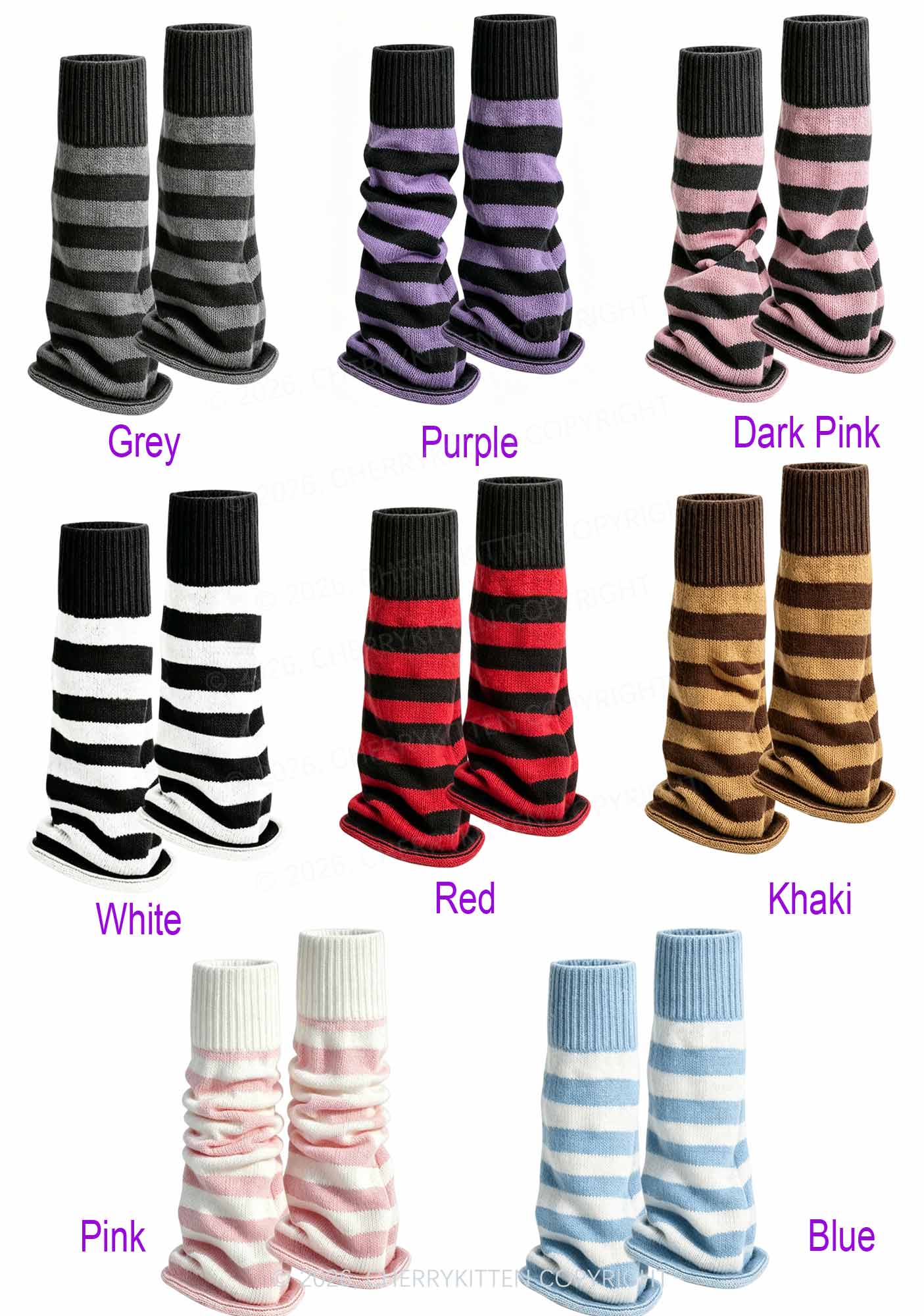 Stripes Knited Y2K Leg Warmers Cherrykitten