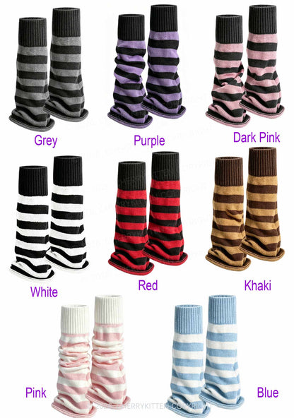 Stripes Knited Y2K Leg Warmers Cherrykitten