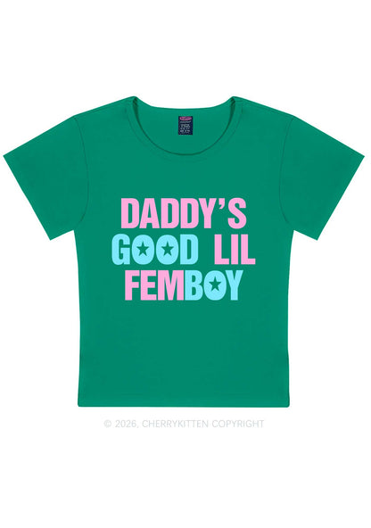 Daddys Good Lil Femboy Pride Y2K Baby Tee Cherrykitten