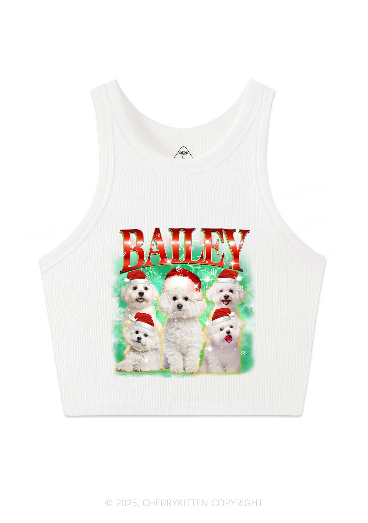 Custom Christmas Puppy Y2K Crop Tank Top Cherrykitten
