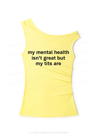 My Mental Health Isnt Great Y2K Off Shoulder Tank Top Cherrykitten
