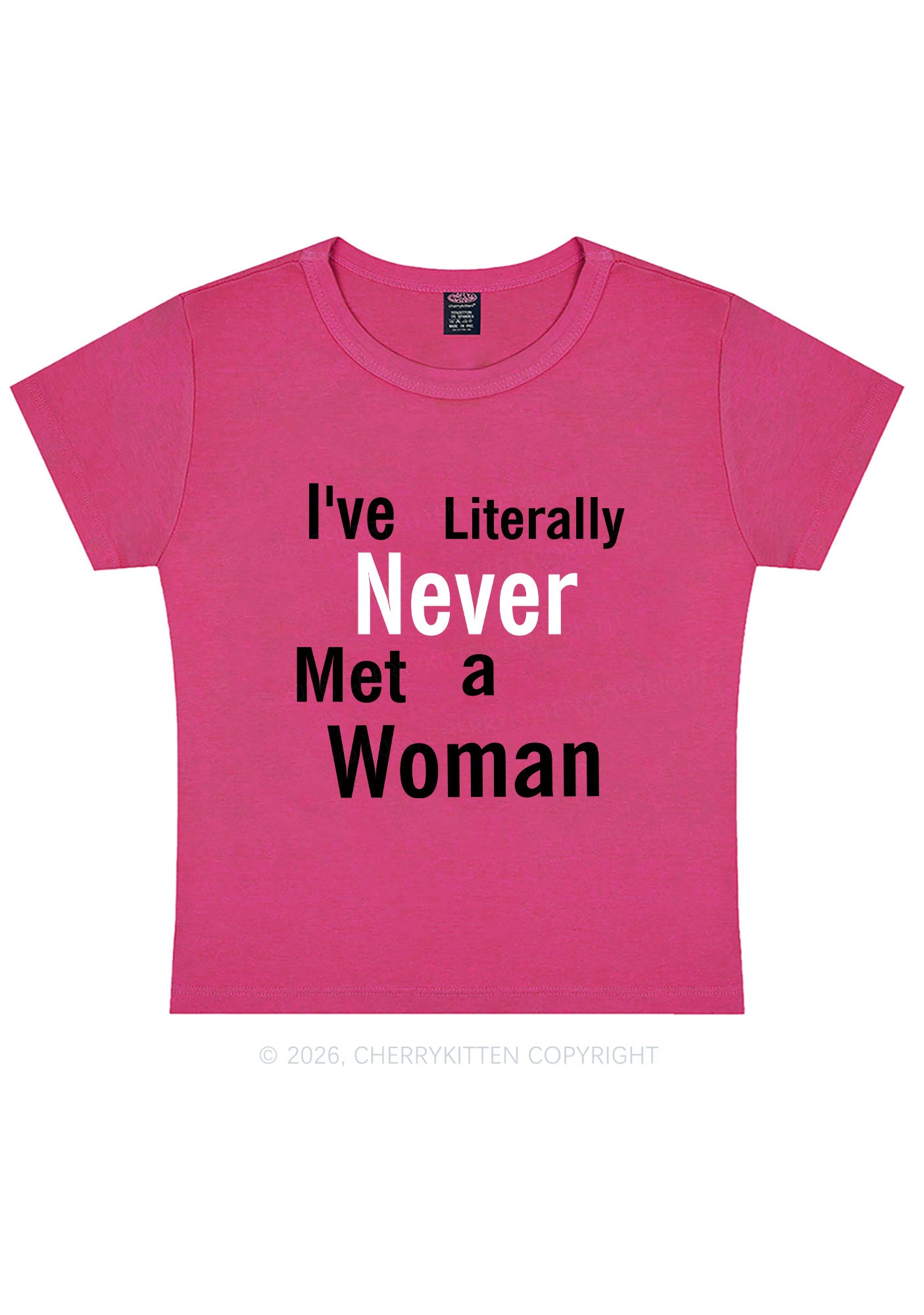 Never Met A Woman Pride Y2K Baby Tee Cherrykitten