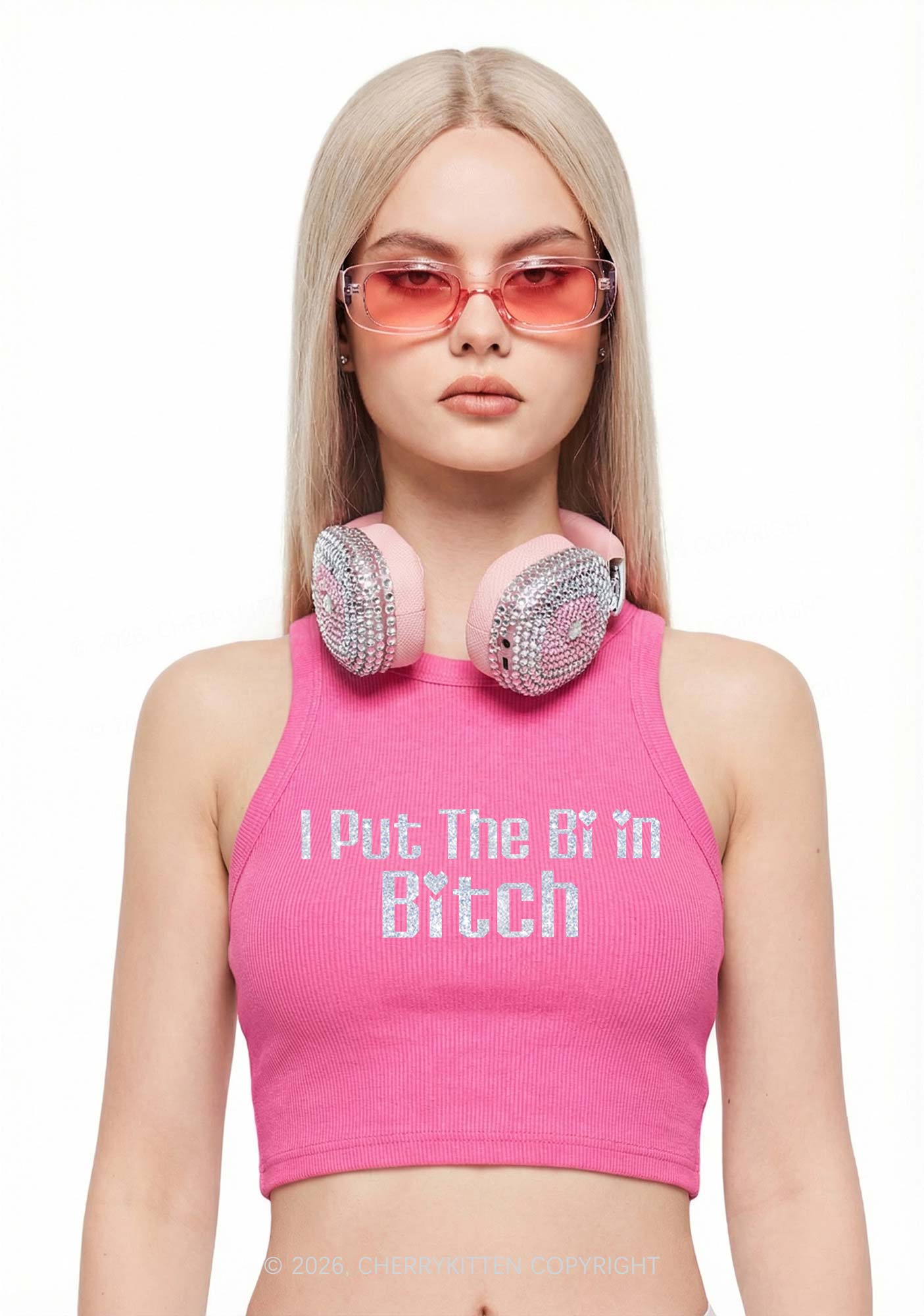 Glitter Put The Bi In Bxxch Pride Y2K Crop Tank Top Cherrykitten