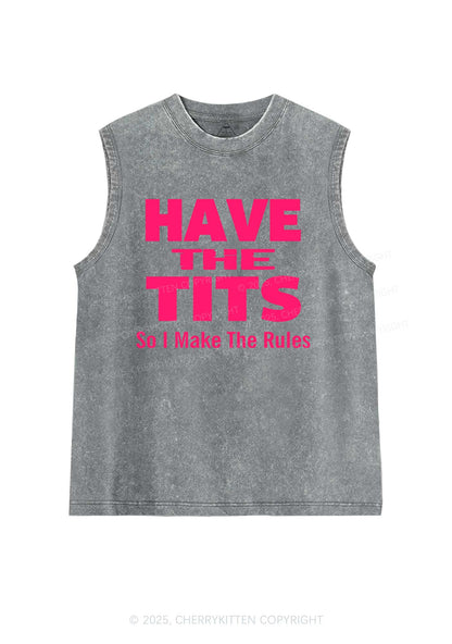 I Make Rules Y2K Washed Muscle Tank Cherrykitten