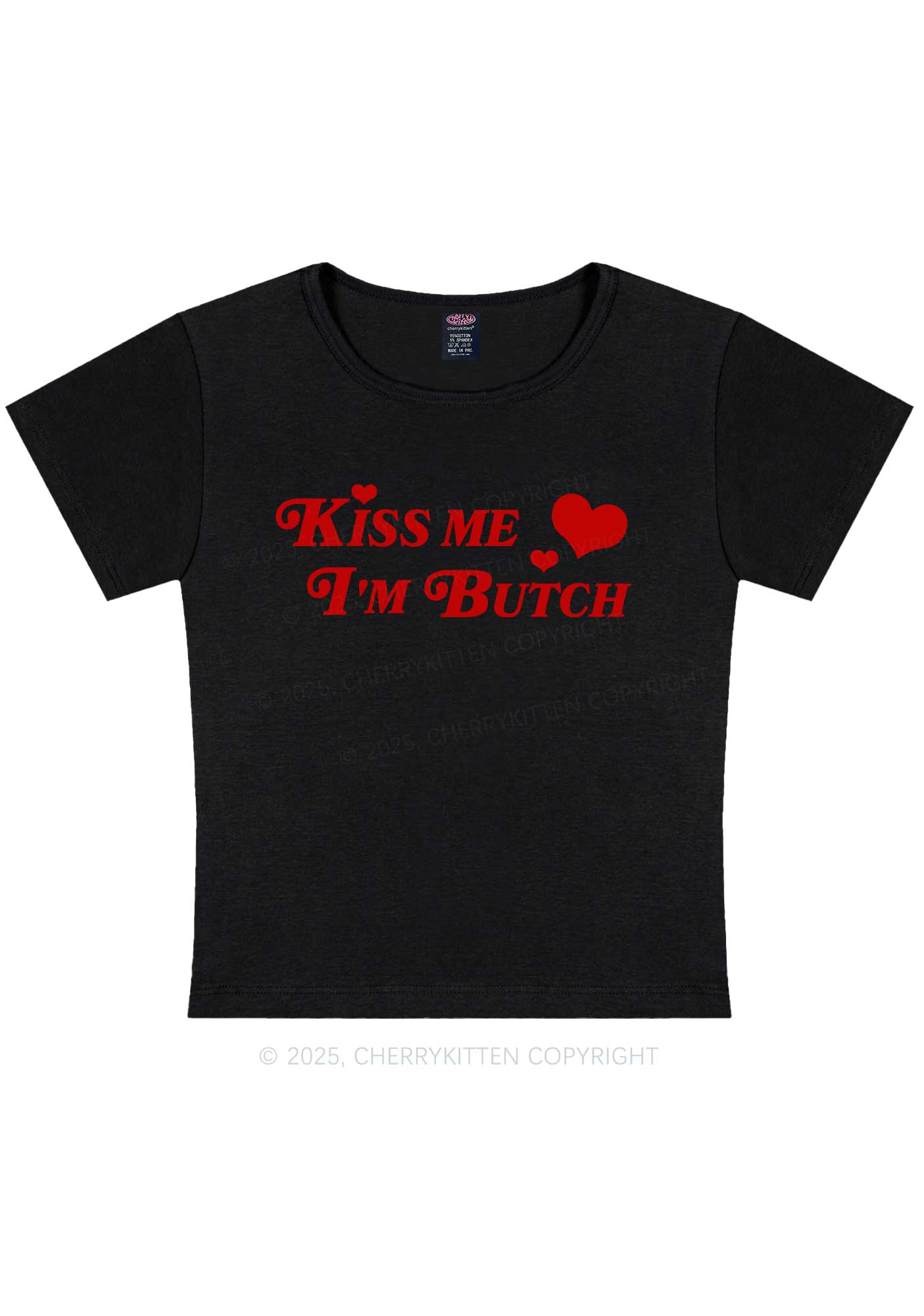 Kiss Me Im Butch Y2K Baby Tee Cherrykitten
