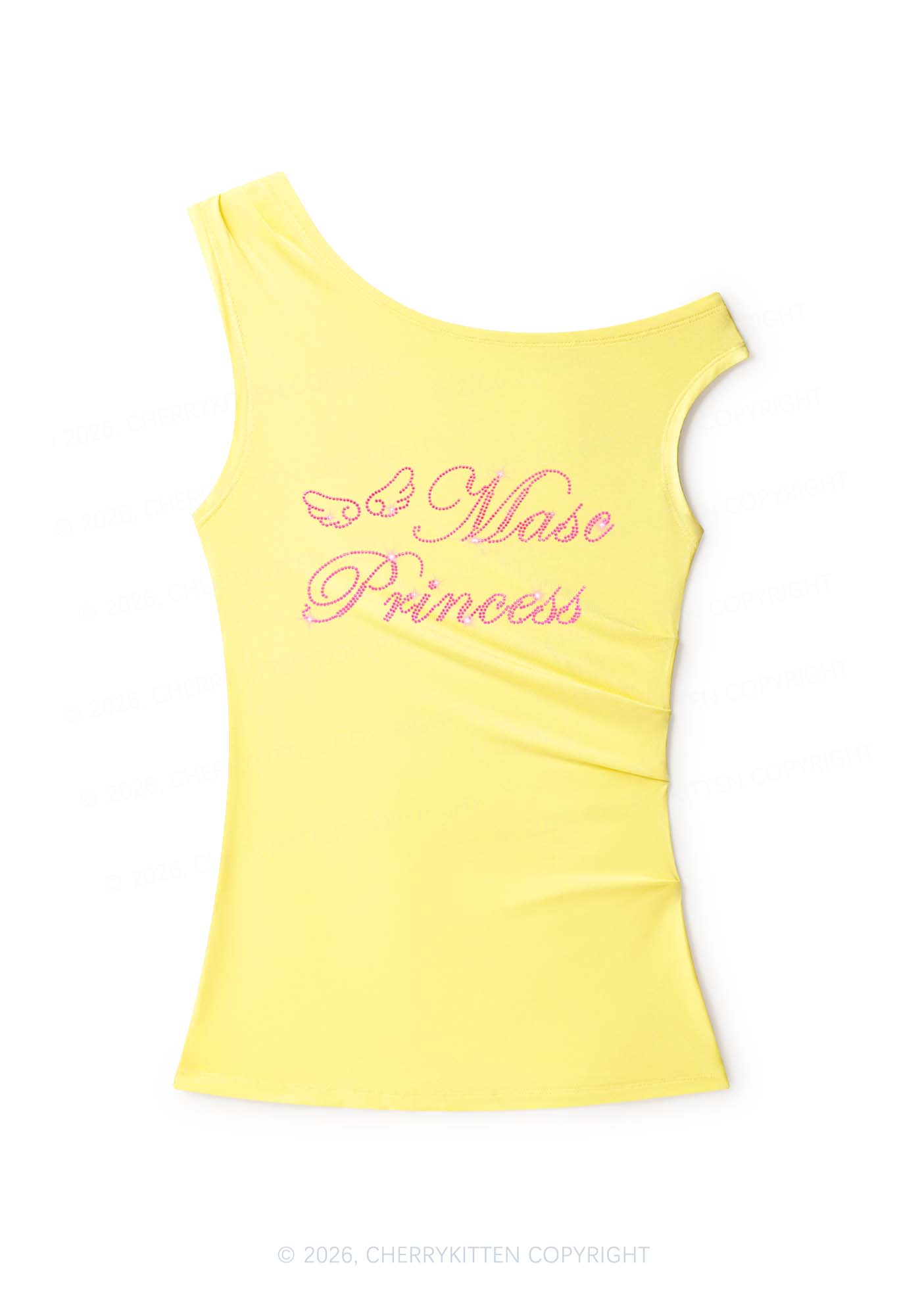 Rhinestone Masc Princess Pride Y2K Off Shoulder Tank Top Cherrykitten