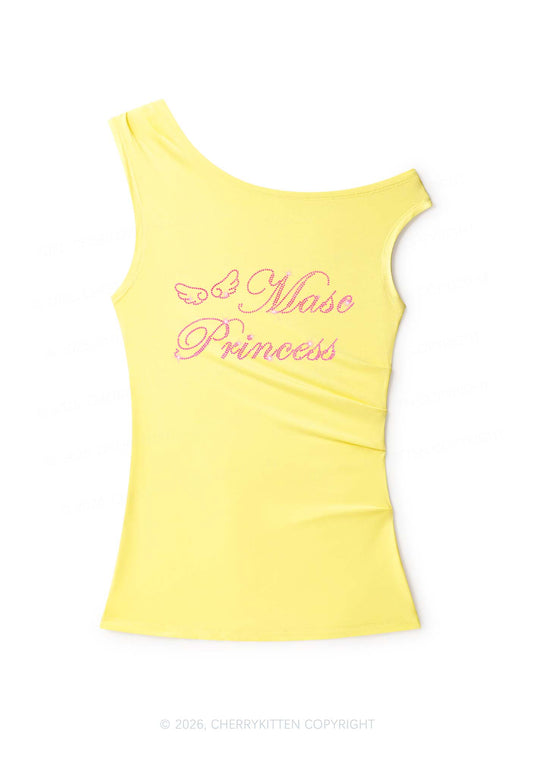 Rhinestone Masc Princess Pride Y2K Off Shoulder Tank Top Cherrykitten