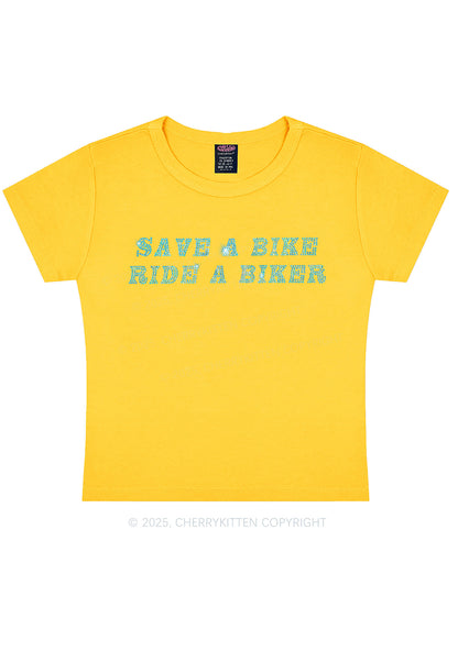 Rhinestone Save Bike Ride Biker Y2K Baby Tee Cherrykitten