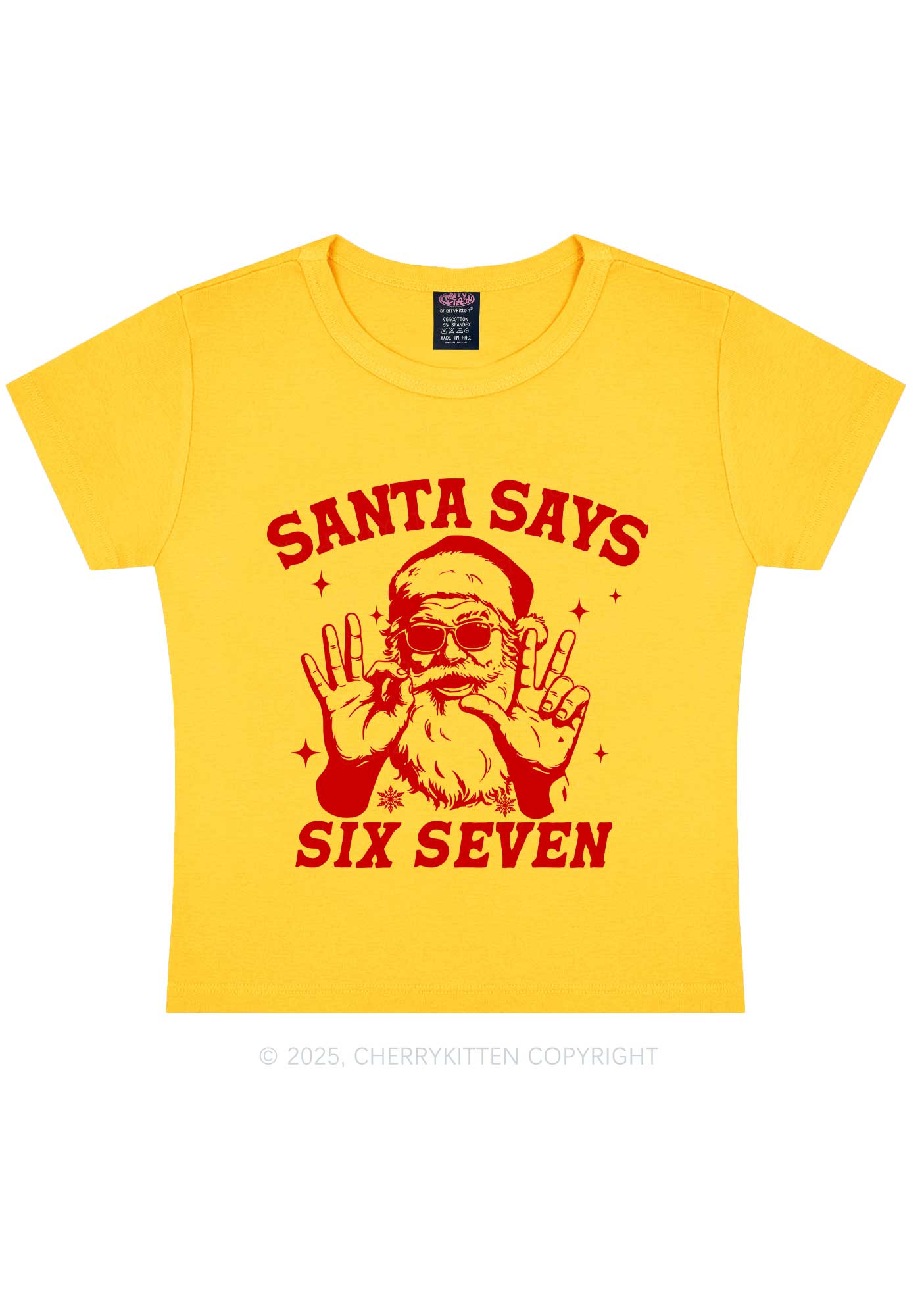 Christmas Santa Says Six Seven Y2K Baby Tee Cherrykitten