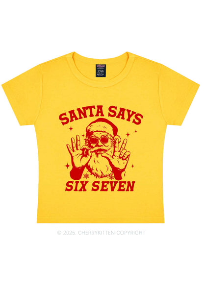 Christmas Santa Says Six Seven Y2K Baby Tee Cherrykitten