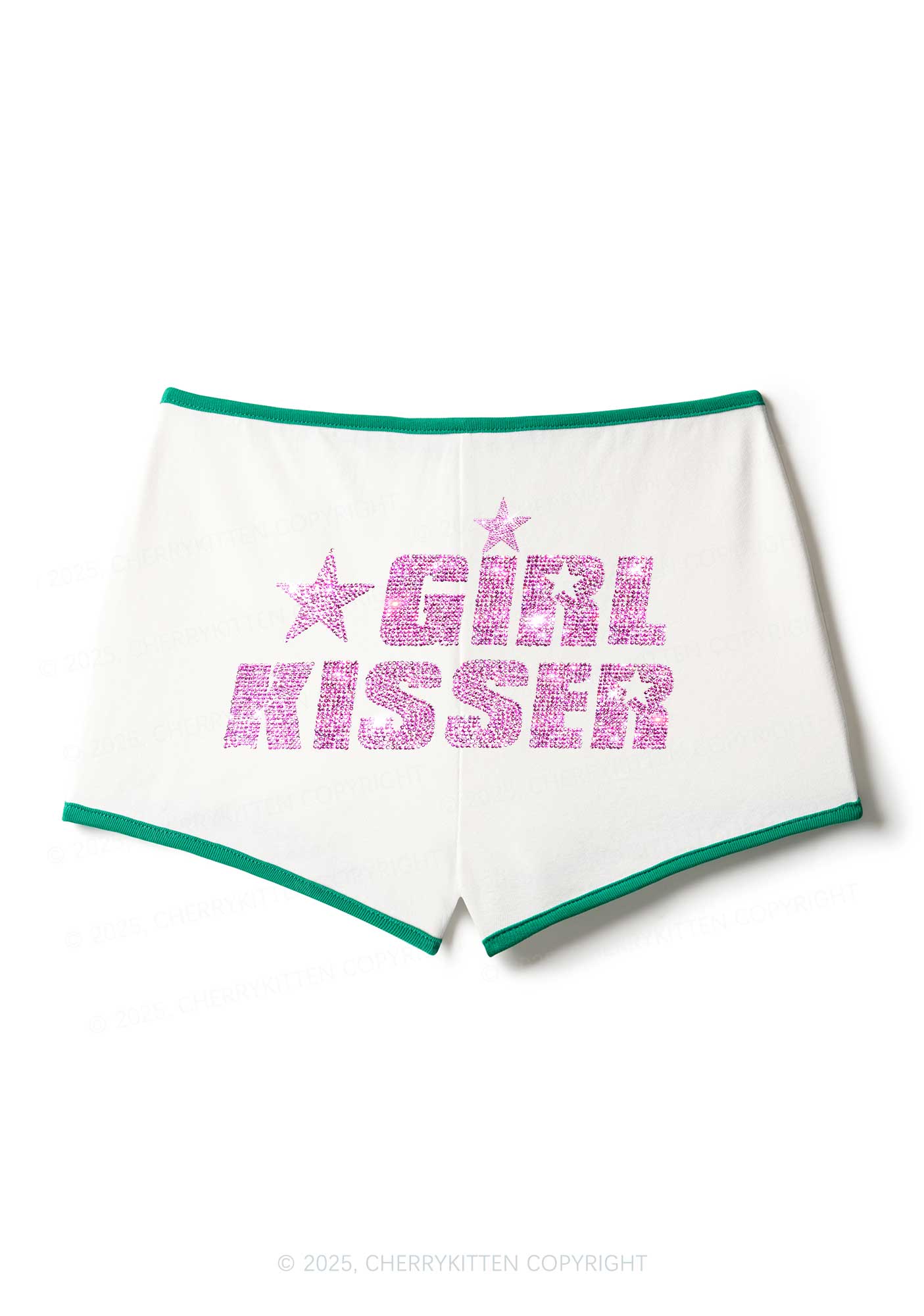 Rhinestone Girl kisser Pride Y2K Booty Shorts Cherrykitten