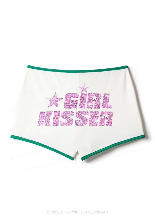 Rhinestone Girl kisser Pride Y2K Booty Shorts Cherrykitten