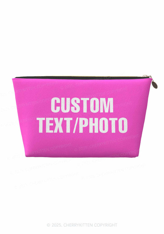 Custom Photo Y2K Leather Makeup Bag Cherrykitten