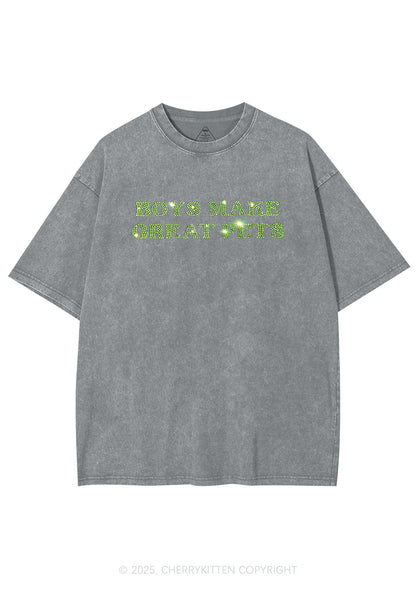 Rhinestone Boys Make Gr8 Pets Y2K Shirts Washed Tee Cherrykitten