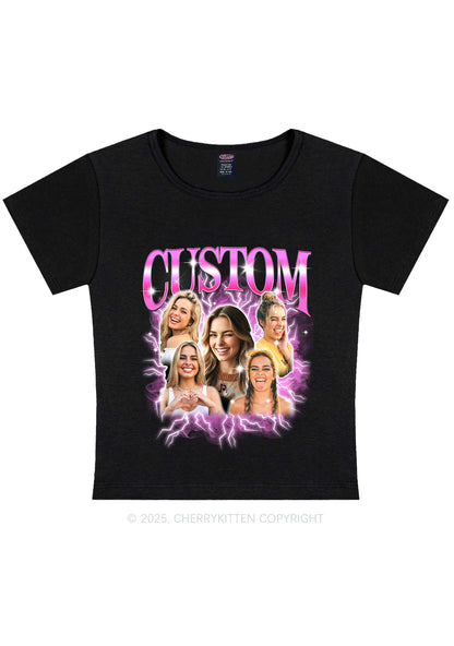 Custom Collage Portrait Y2K Baby Tee Cherrykitten