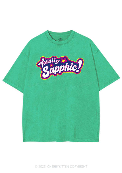 Totally Sapphic Pride Y2K Shirts Washed Tee Cherrykitten