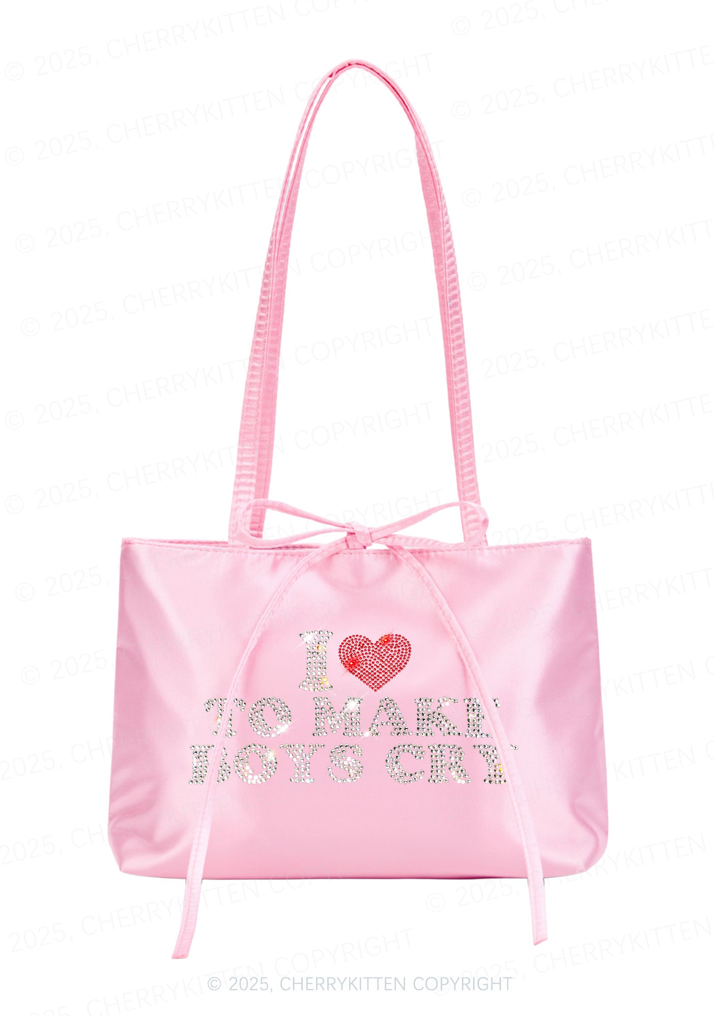 Rhinestone Love To Make Boys Cry Y2K Satin Bags Cherrykitten
