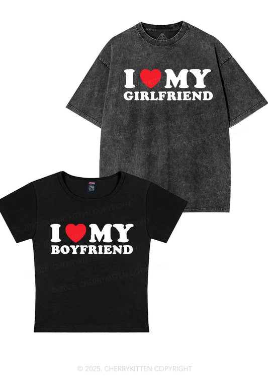 I Love GF BF Y2K Valentine's Day Couple Shirt Cherrykitten