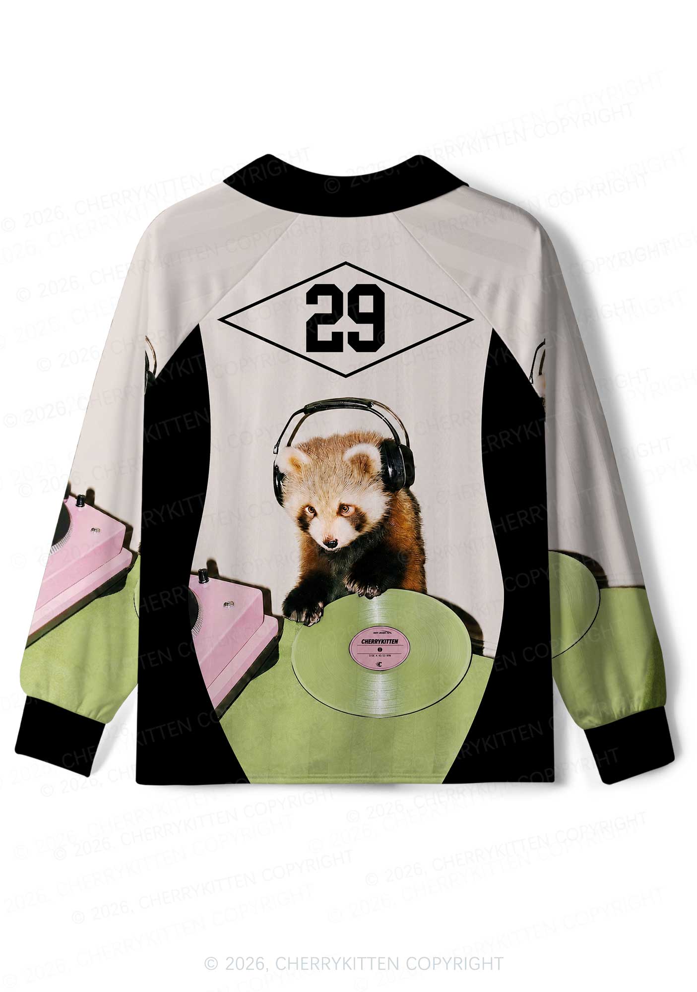 Custom Red Panda DJ Y2K Sport Long Sleeve Jersey Shirts Cherrykitten