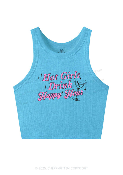 Hot Girls Drink Happy Hour Y2K Crop Tank Top Cherrykitten