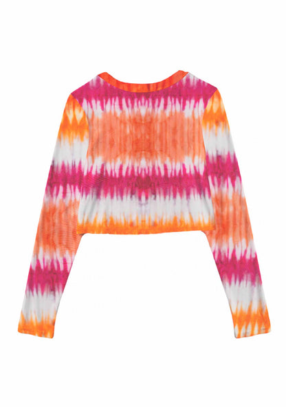 Lesbian Tie Dye Pride Y2K Mesh Long Sleeve Crop Top Cherrykitten
