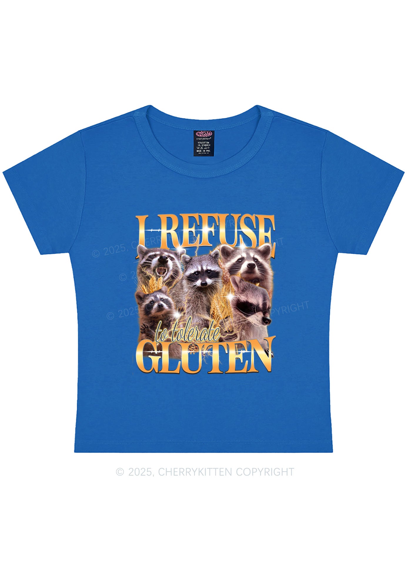 Raccoons Refuse Tolerate Gluten Y2K Baby Tee Cherrykitten