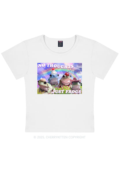 No Thoughts Just Frogs Y2K Baby Tee Cherrykitten