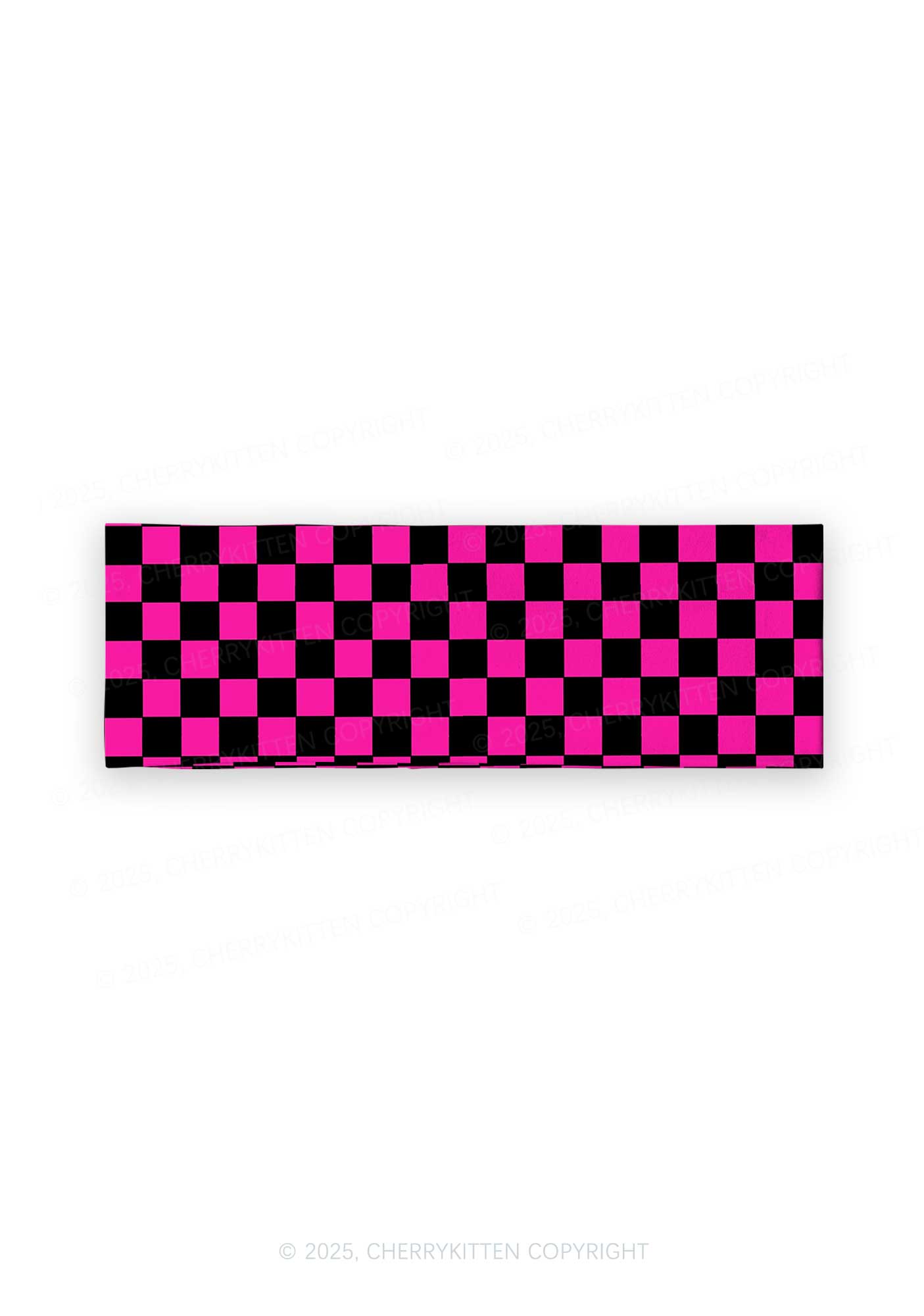 Black And Pink Check Valentine's Day Y2K Print Headband Cherrykitten