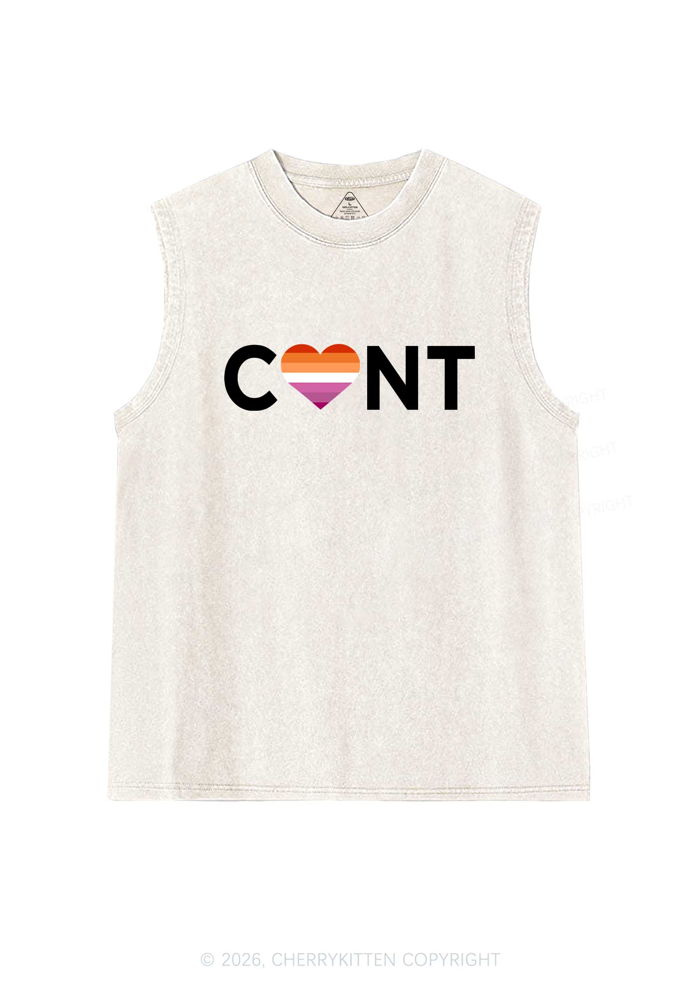 Lesbian Heart Cxxt Pride Y2K Washed Muscle Tank Cherrykitten