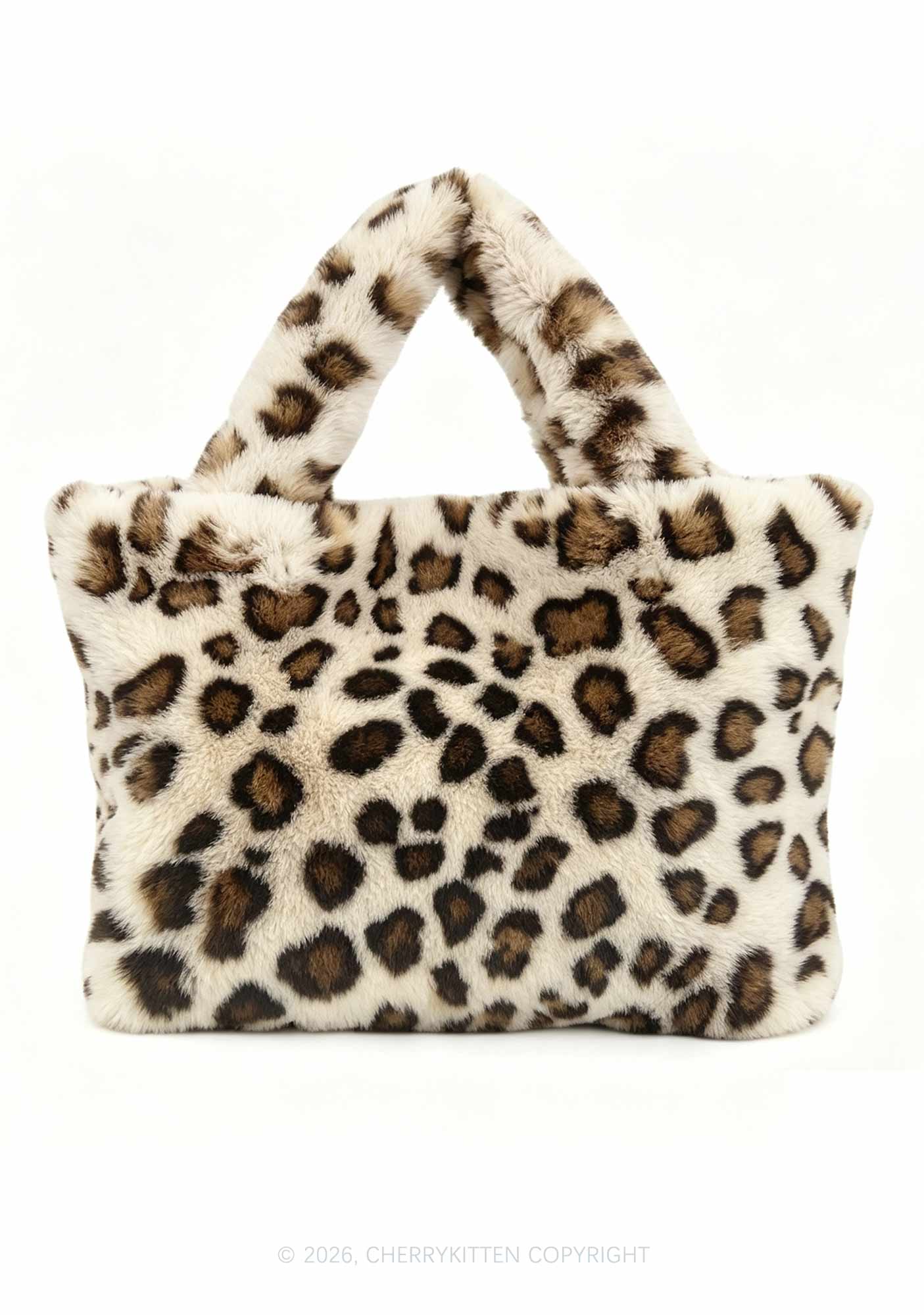 Plush Leopard Handbag Y2K Tote Bags Cherrykitten