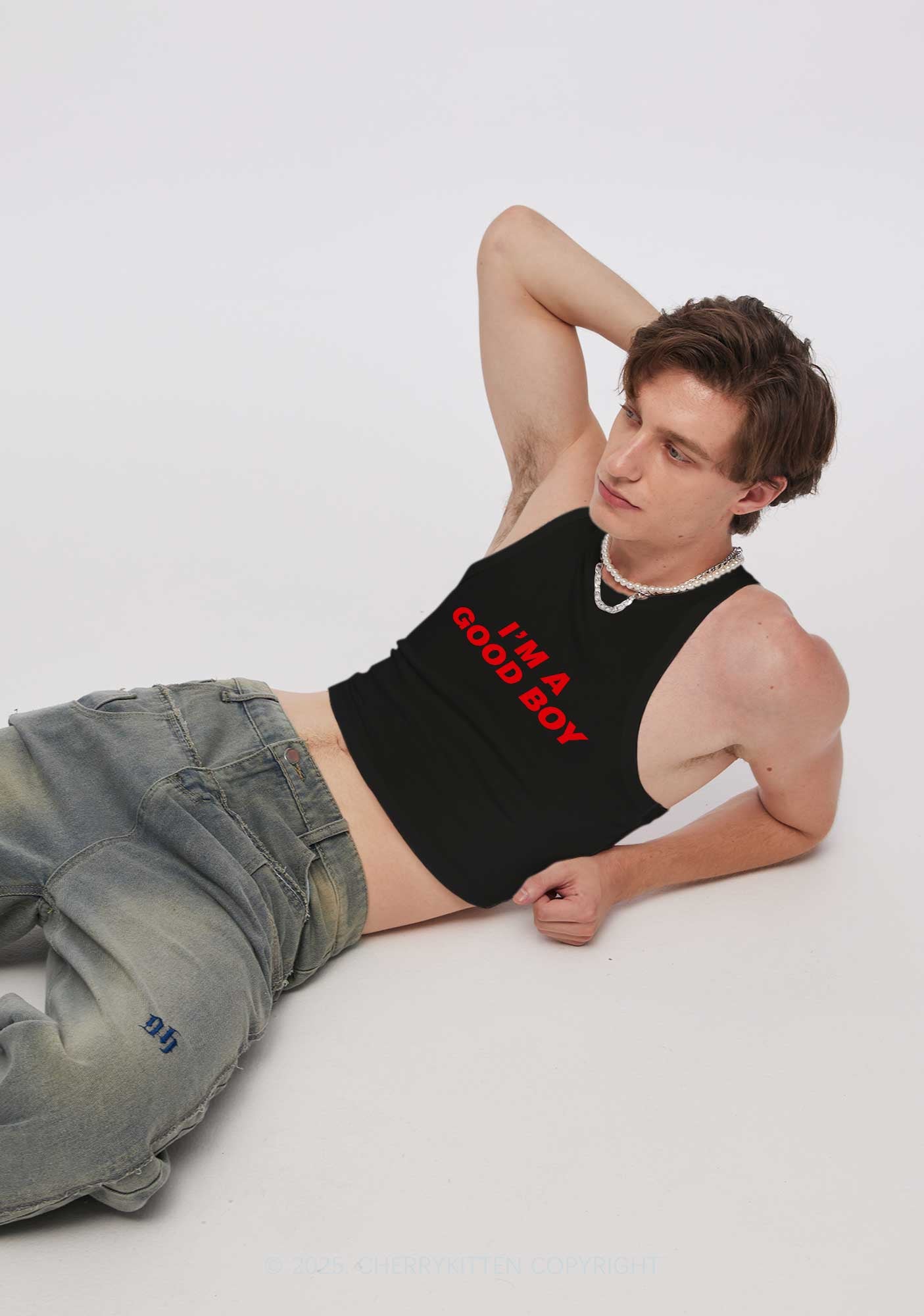 Im A Good Boy Y2K Crop Tank Top Cherrykitten