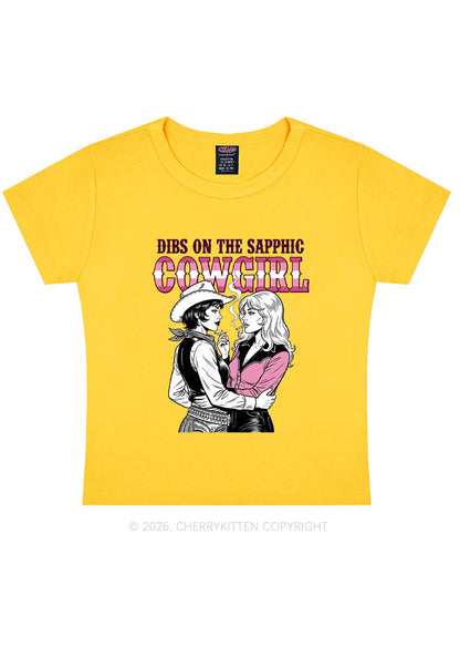 Dibs On The Sapphic Cowgirl Pride Y2K Baby Tee Cherrykitten