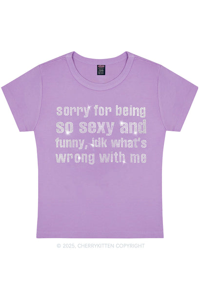 Rhinestone Sorry For Being So Funny Y2K Baby Tee Cherrykitten