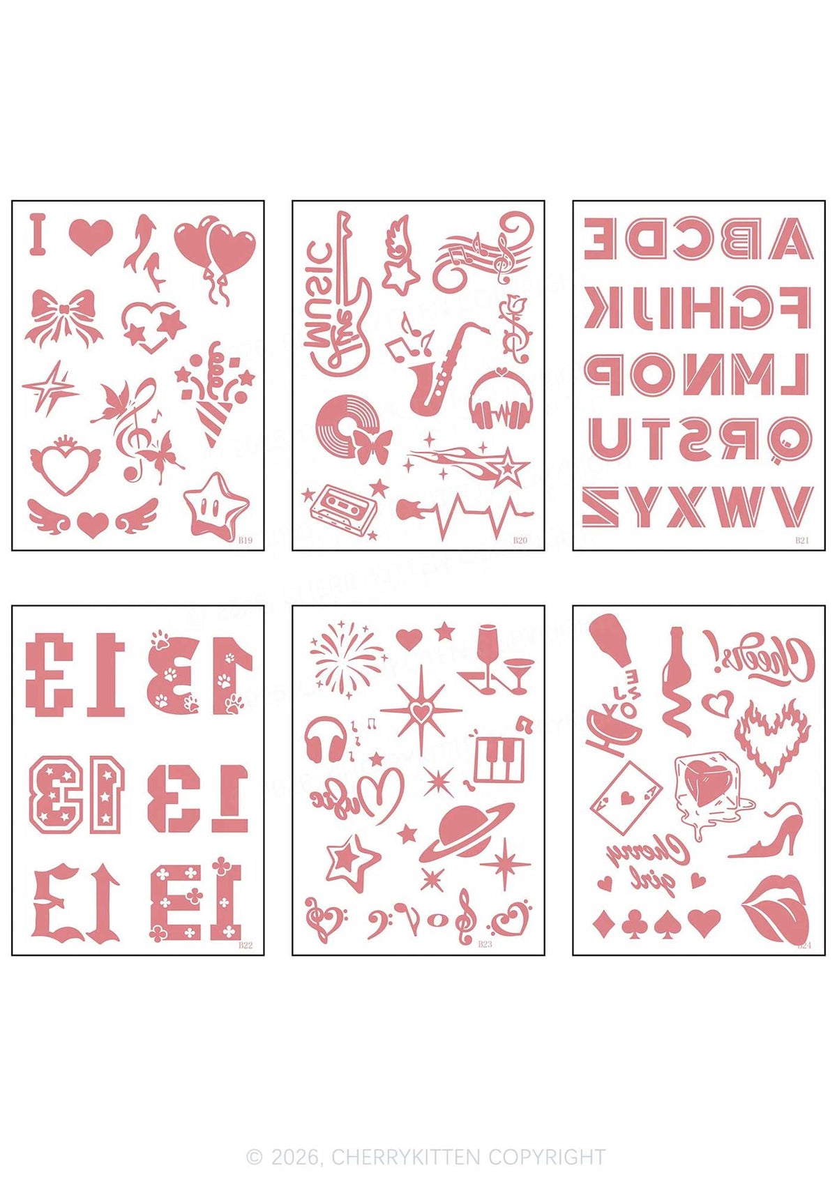 6pcs Concert Sticker Y2K Temporary Tattoo Cherrykitten