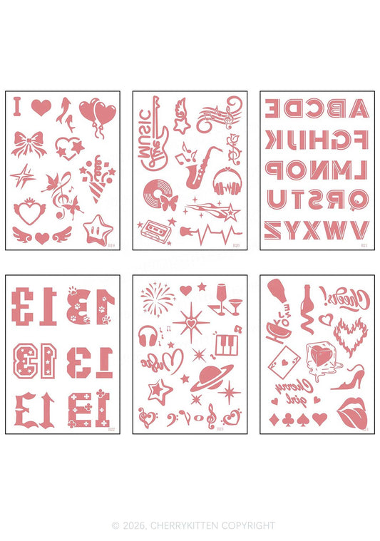 6pcs Concert Sticker Y2K Temporary Tattoo Cherrykitten