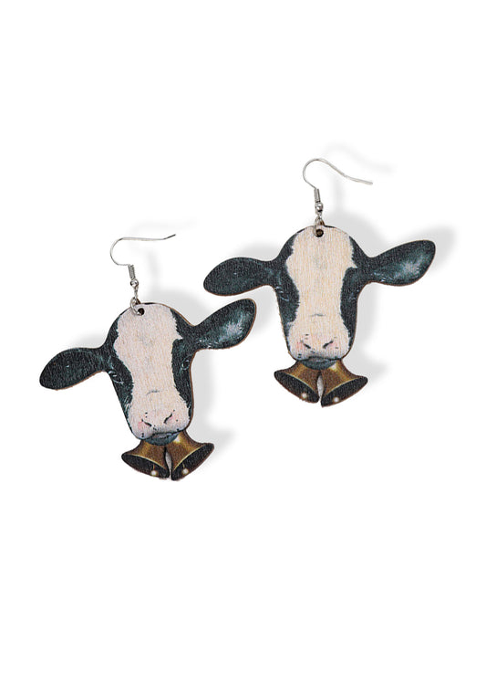 Western Style Bell Bull Head Halloween Earrings